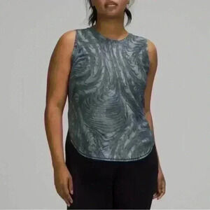 Lululemon Women Dimensional Icing Blue DWMM High Neck Split Hem Run Tank Top 2